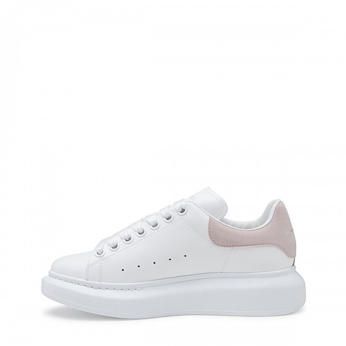 WHITE AND LIGHT PINK LEATHER OVERSIZED SNEAKERS