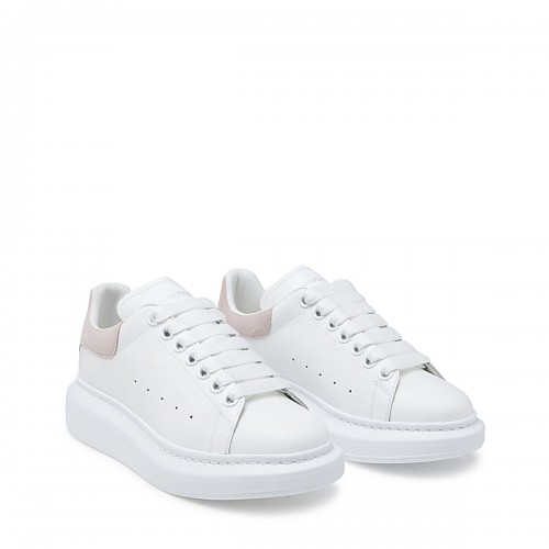 WHITE AND LIGHT PINK LEATHER OVERSIZED SNEAKERS