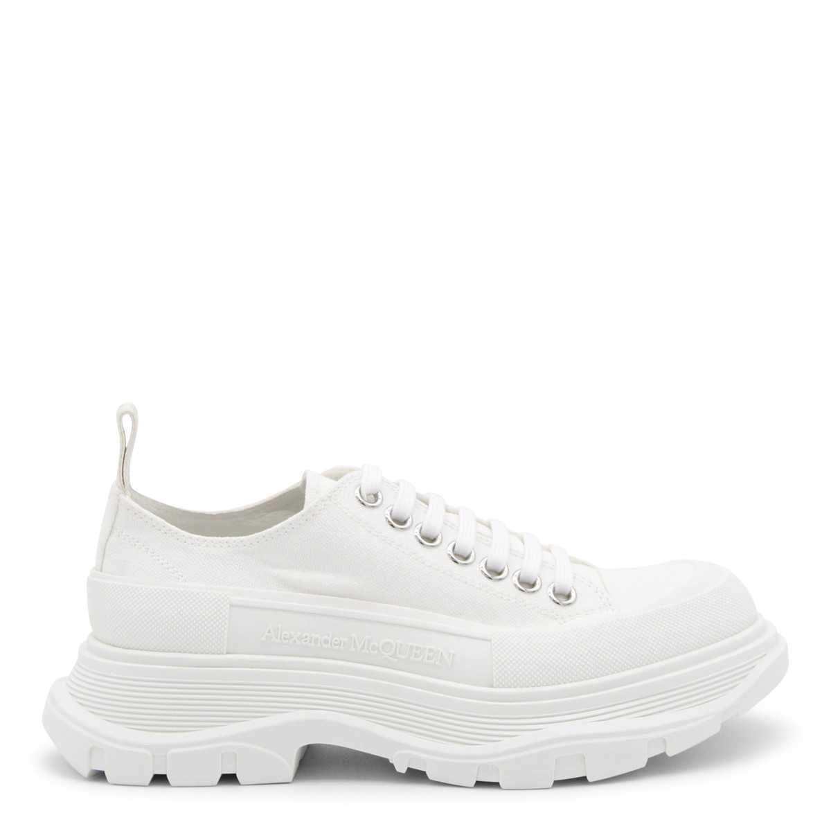 WHITE CANVAS TREAD SNEAKERS