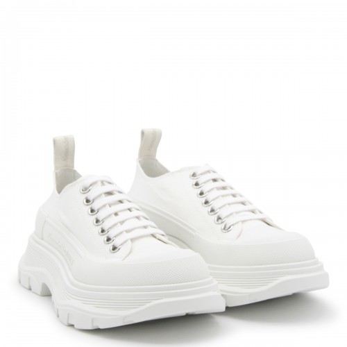 WHITE CANVAS TREAD SNEAKERS