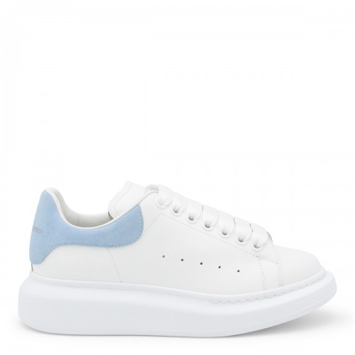 WHITE AND POWDER BLUE LEATHER OVERSIZED SNEAKERS