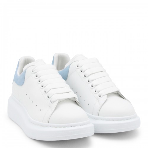 WHITE AND POWDER BLUE LEATHER OVERSIZED SNEAKERS