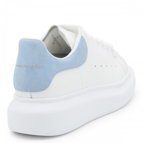 WHITE AND POWDER BLUE LEATHER OVERSIZED SNEAKERS