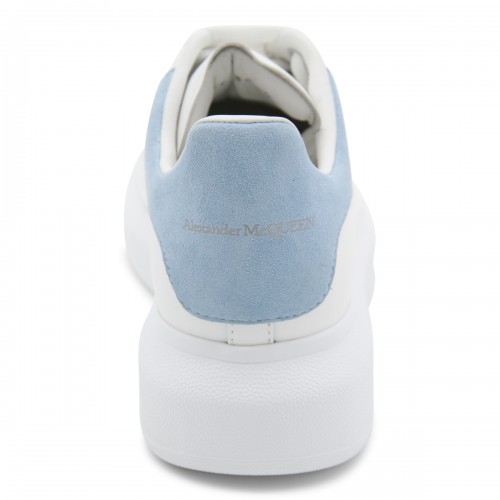 WHITE AND POWDER BLUE LEATHER OVERSIZED SNEAKERS