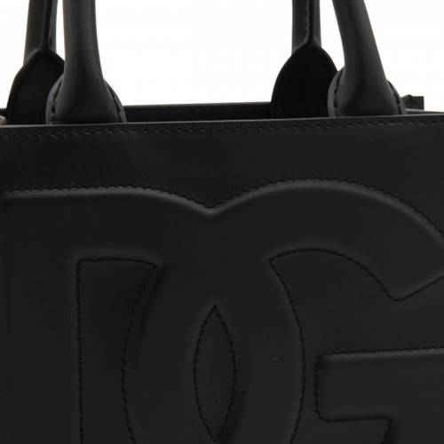 BLACK LEATHER DAILY HANDLE BAG