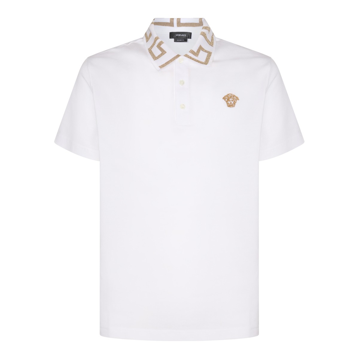 WHITE COTTON-VISCOSE BLEND POLO SHIRT