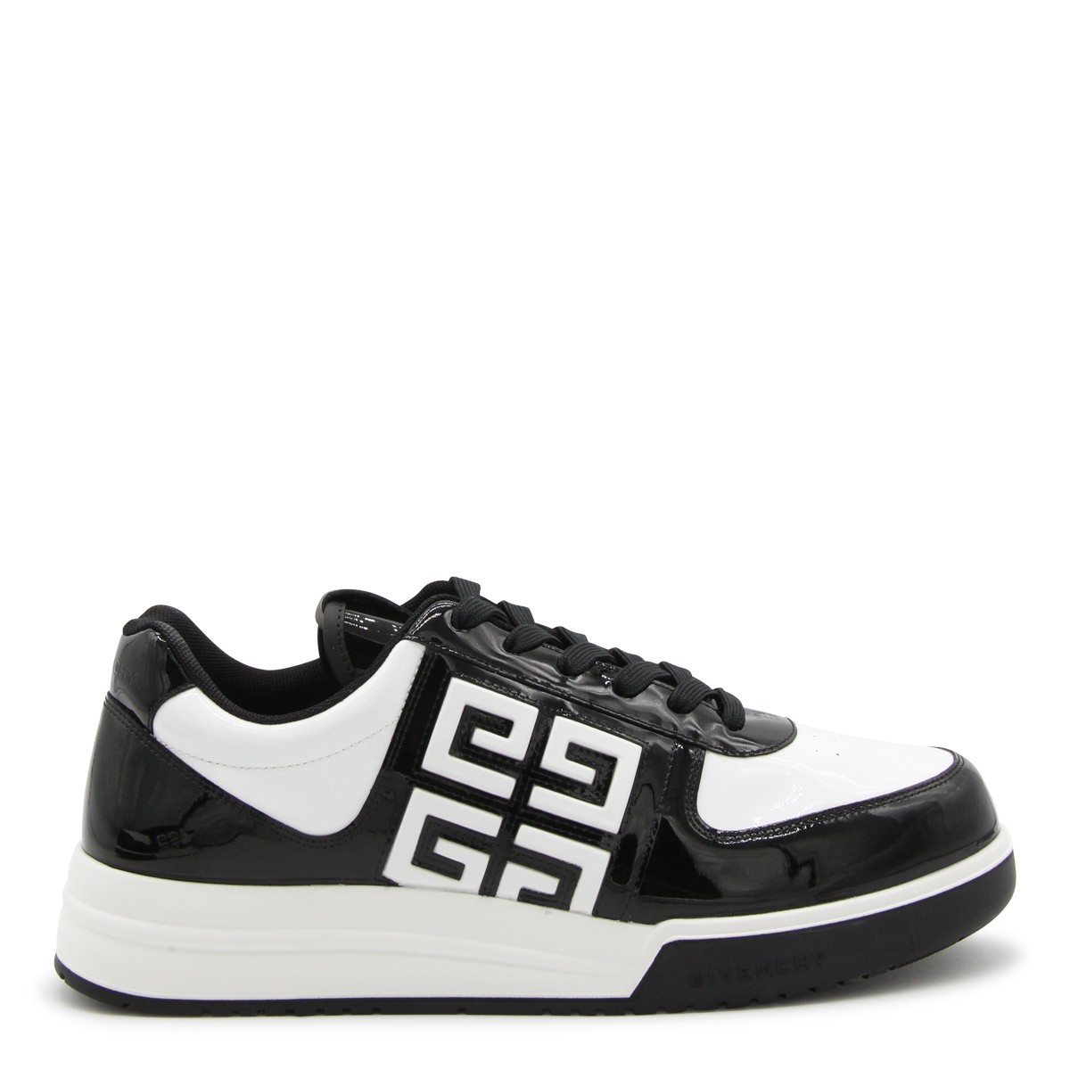 WHITE AND BLACK LEATHER 4G SNEAKERS