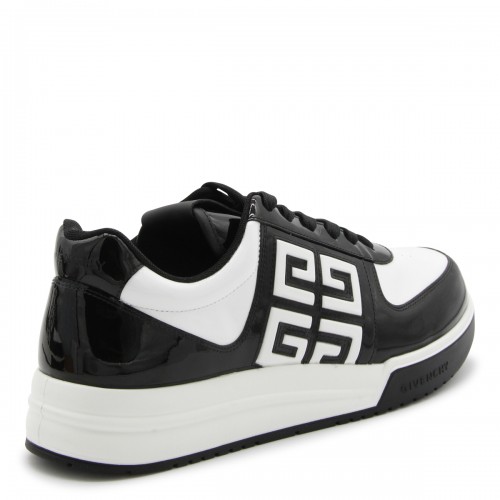 WHITE AND BLACK LEATHER 4G SNEAKERS