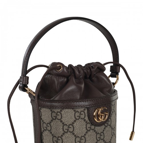 BROWN OPHIDIA MINI BUCKET BAG