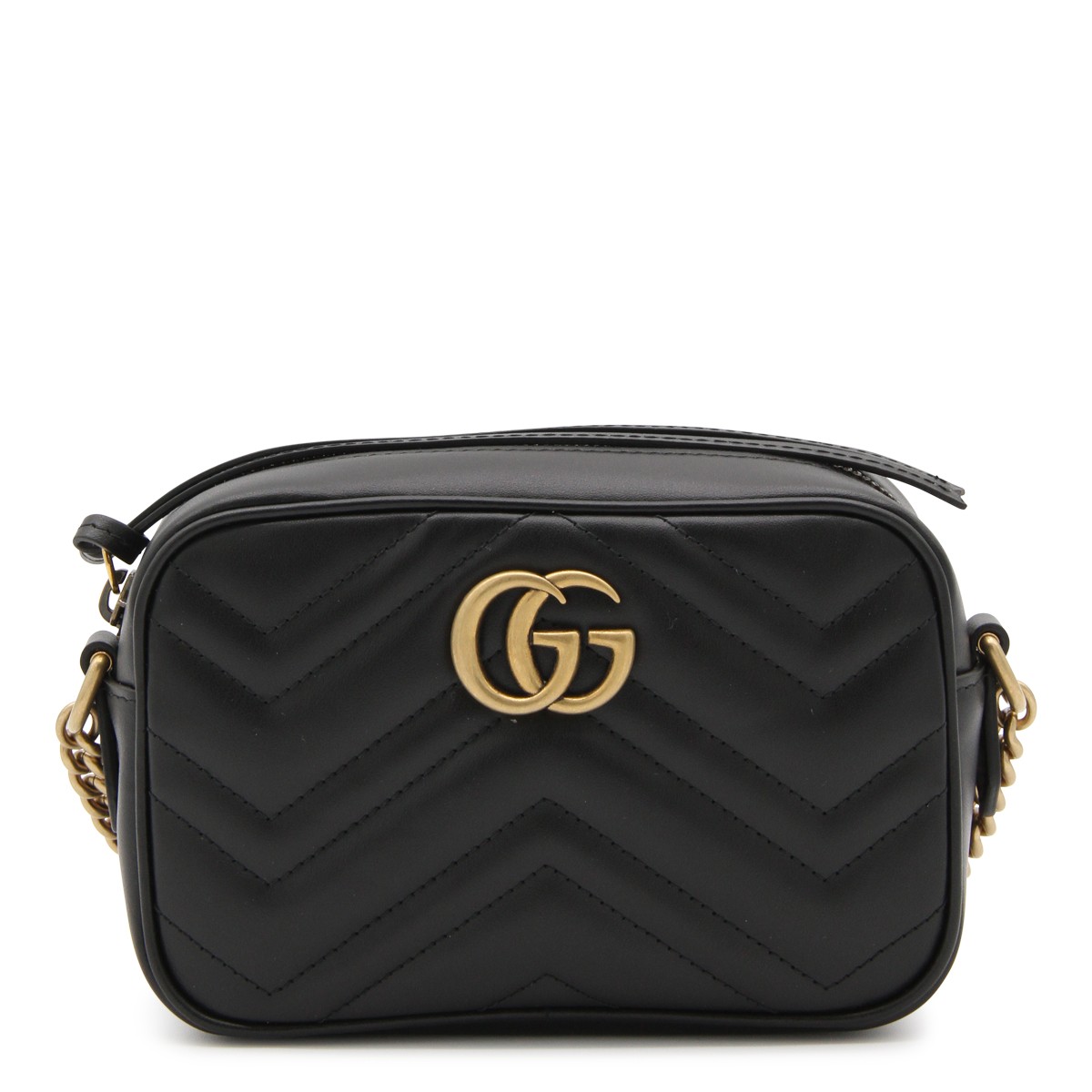 BLACK LEATHER GG MARMONT SHOULDER BAG