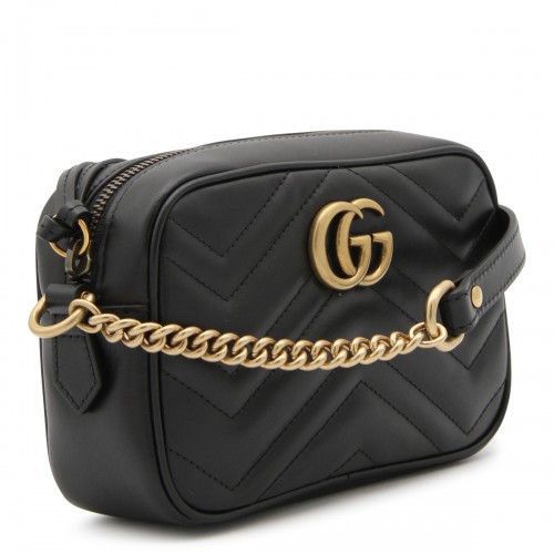 BLACK LEATHER GG MARMONT SHOULDER BAG