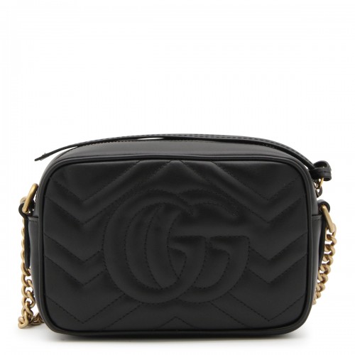 BLACK LEATHER GG MARMONT SHOULDER BAG