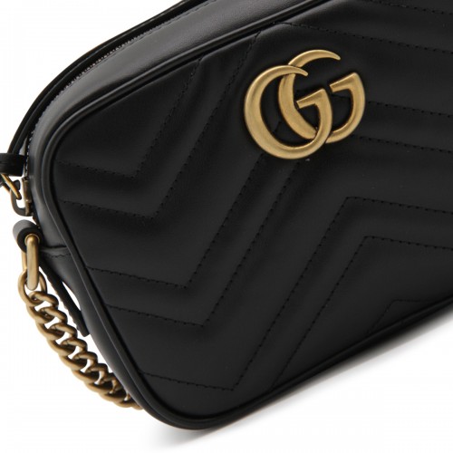 BLACK LEATHER GG MARMONT SHOULDER BAG