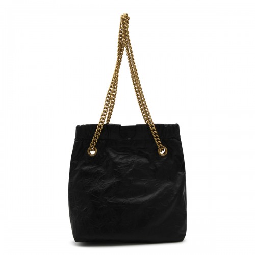 BLACK LEATHER TOTE BAG