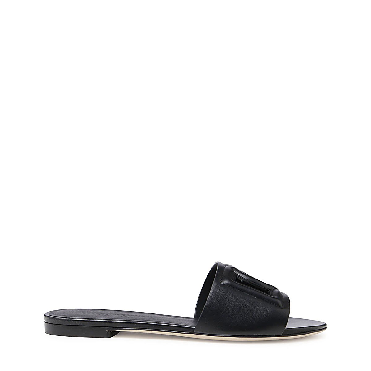 BLACK LEATHER DG MILLENNIALS FLATS