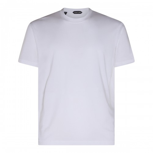 WHITE COTTON BLEND T-SHIRT