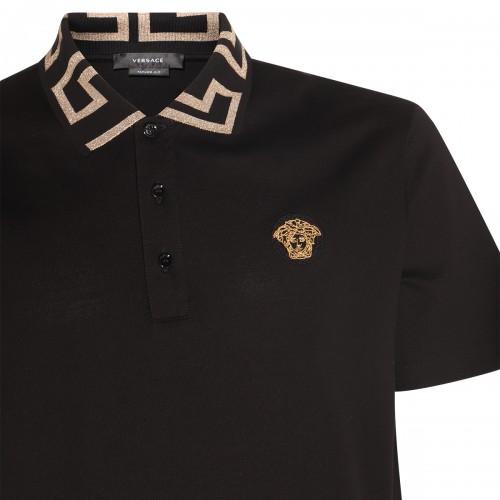 BLACK COTTON POLO SHIRT