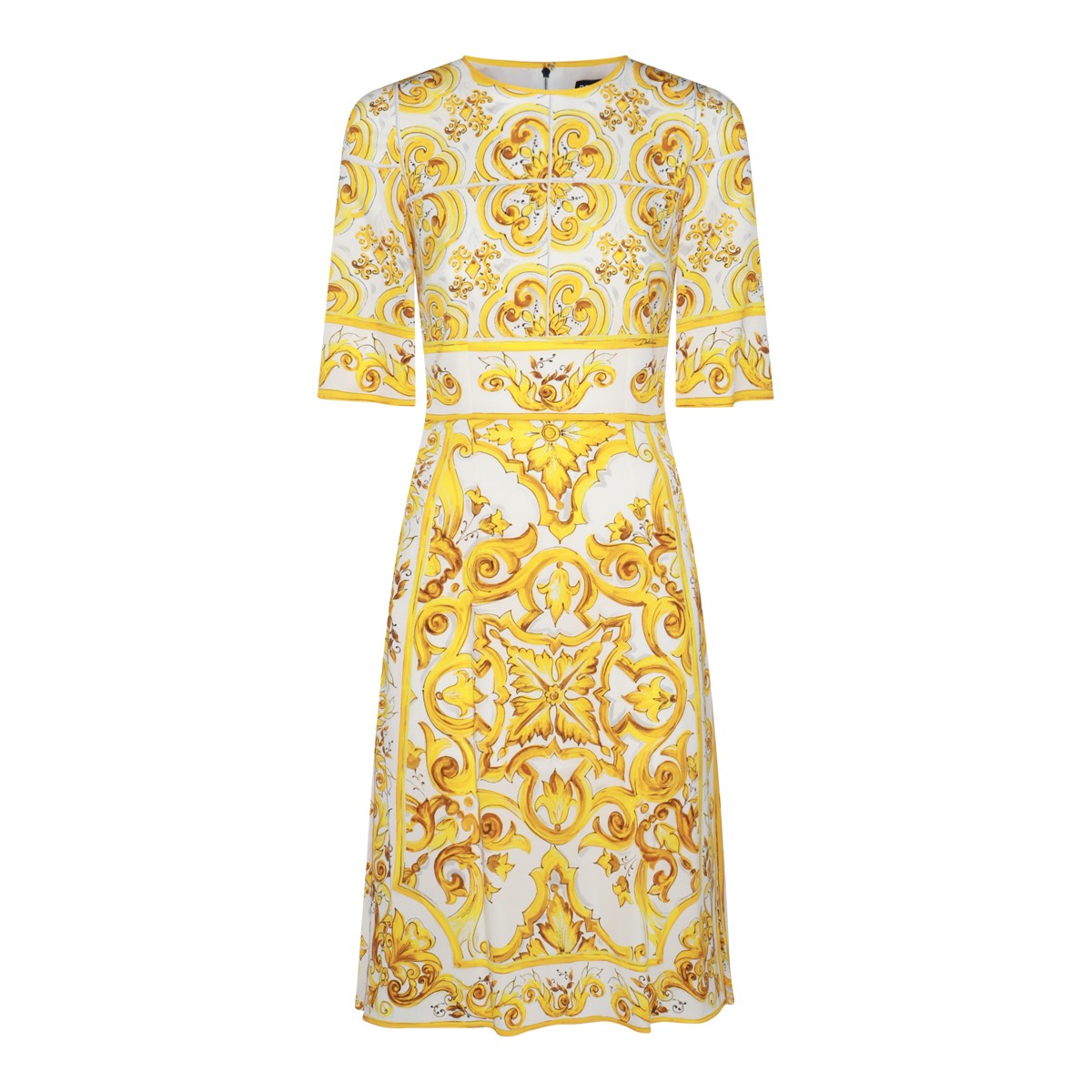 WHITE AND YELLO SILK DRESS