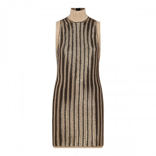 GOLD TONE WOOL MINI DRESS