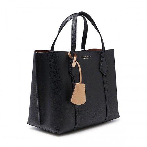 BLACK LETHER PERRY TOTE BAG