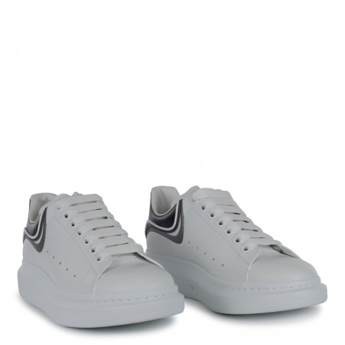 WHITE AND SILVER LEATHER SNEAKERS