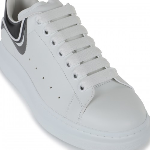 WHITE AND SILVER LEATHER SNEAKERS