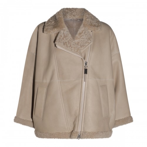 BEIGE FUR LEATHER JACKET