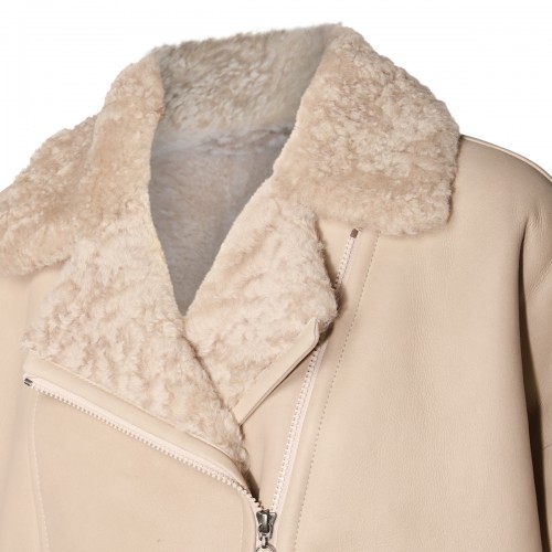 BEIGE FUR LEATHER JACKET