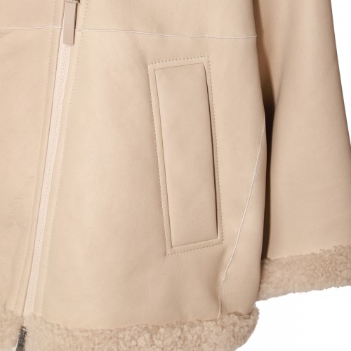 BEIGE FUR LEATHER JACKET