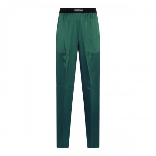 GREEN SILK PANTS