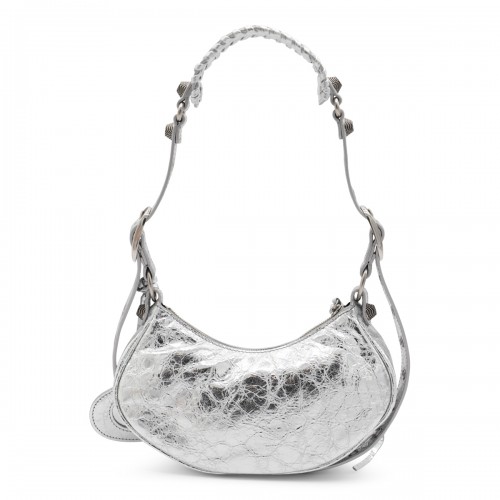 SILVER LEATHER LE CAGOLE XS SHOULDER BAG