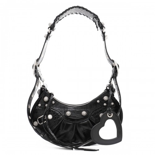 BLACK LEATHER LE CAGOLE XS SHOULDER BAG