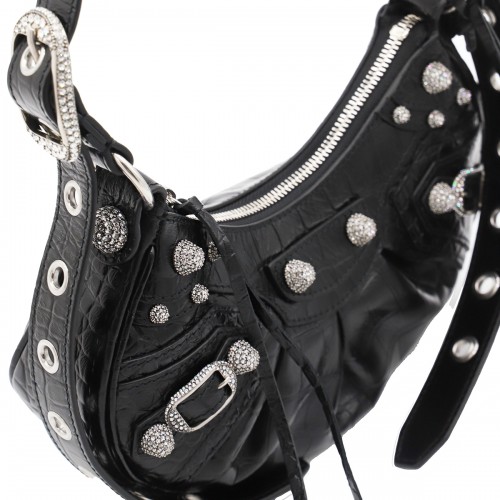 BLACK LEATHER LE CAGOLE XS SHOULDER BAG