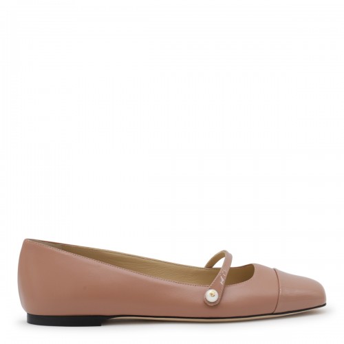 BEIGE LEATHER ELISA FLAT