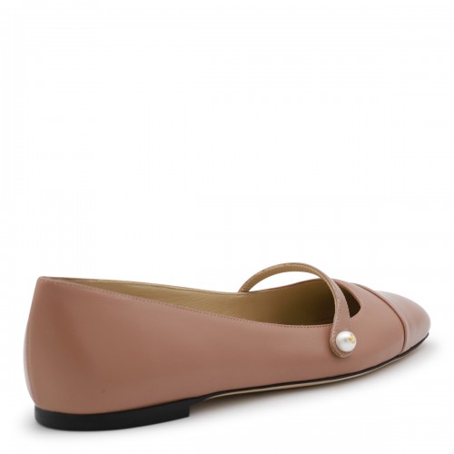 BEIGE LEATHER ELISA FLAT