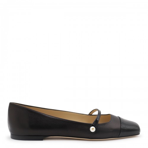 BLACK LEATHER ELISA FLAT