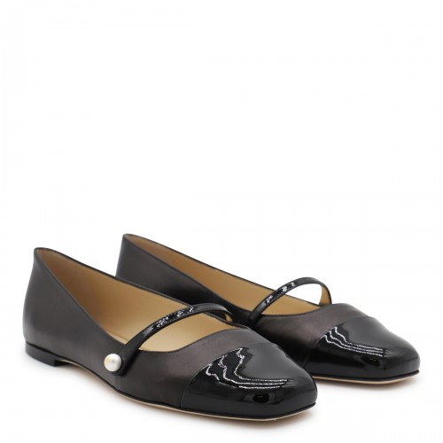 BLACK LEATHER ELISA FLAT