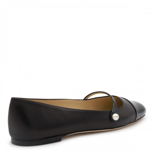 BLACK LEATHER ELISA FLAT