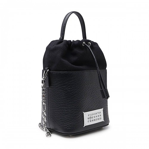 BLACK LEATHER 5AC BUCKET BAG