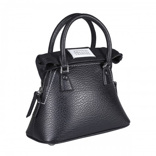 BLACK LEATHER 5AC MICRO TOTE BAG