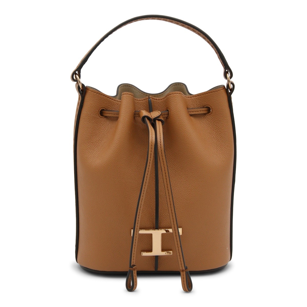 BROWN LEATHER BUCKET BAG