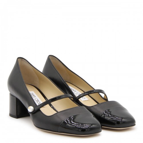 BLACK LEATHER ELISA PUMPS