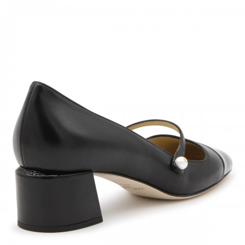 BLACK LEATHER ELISA PUMPS