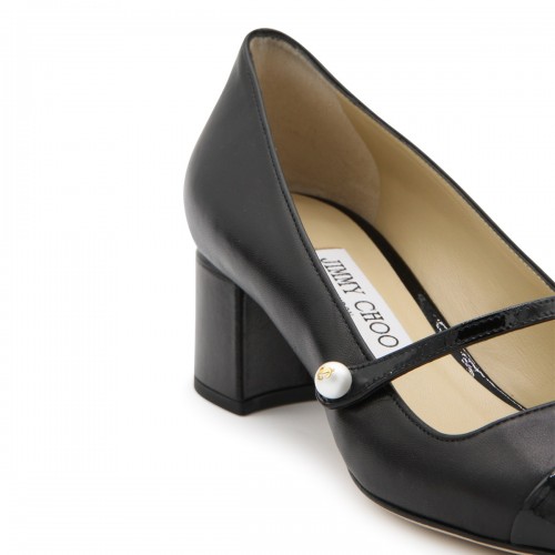 BLACK LEATHER ELISA PUMPS