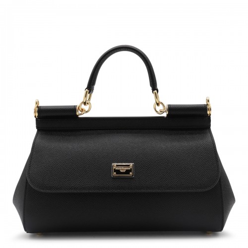 BLACK LEATHER MISS SICILY TOP HANDLE BAG