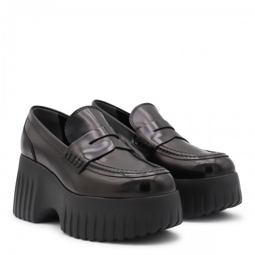 BLACK LEATHER LOAFERS