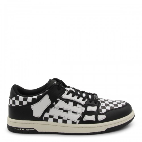 BLACK AND WHITE LEATHER SNEAKERS