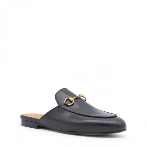 BLACK LEATHER PRICETOWN SLIPPERS