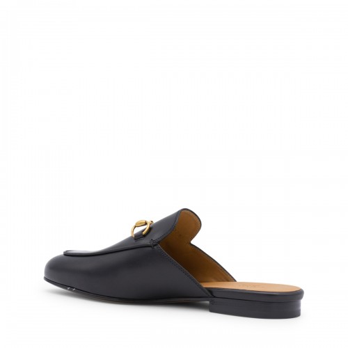 BLACK LEATHER PRICETOWN SLIPPERS