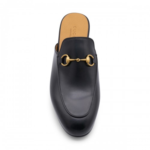 BLACK LEATHER PRICETOWN SLIPPERS